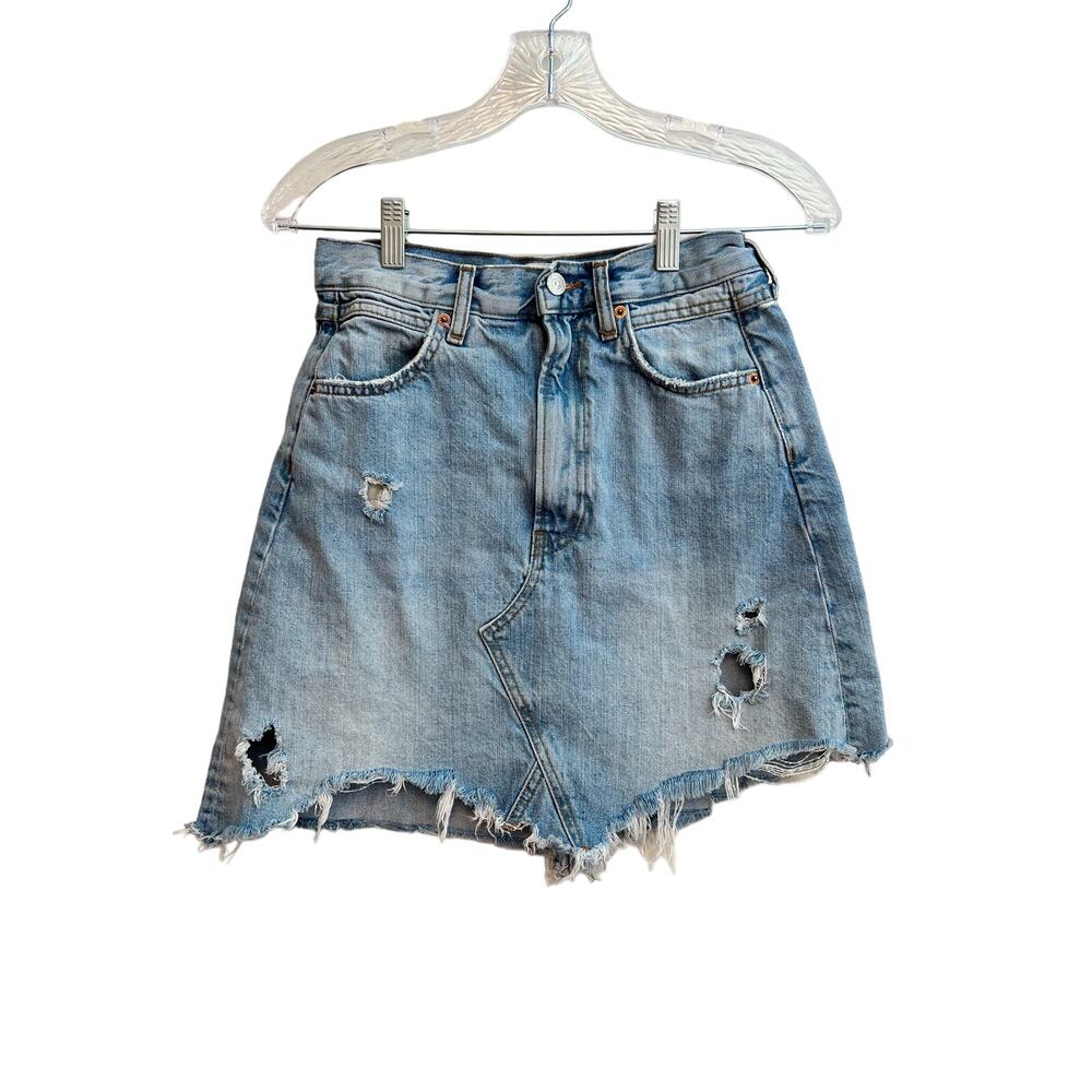 Zara Women Premium Denim Collection High Rise Jean Skirt Size: 5 (Small)